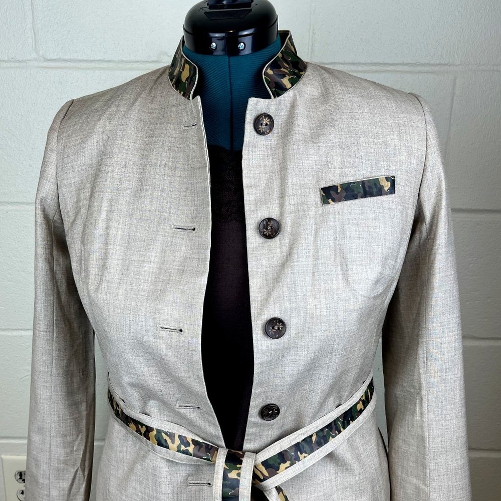 Custom Tan Blazer with Camouflage Embellishments
